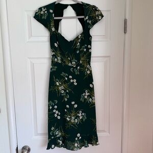 Reformation Dark Green Floral Cutout Midi Dress